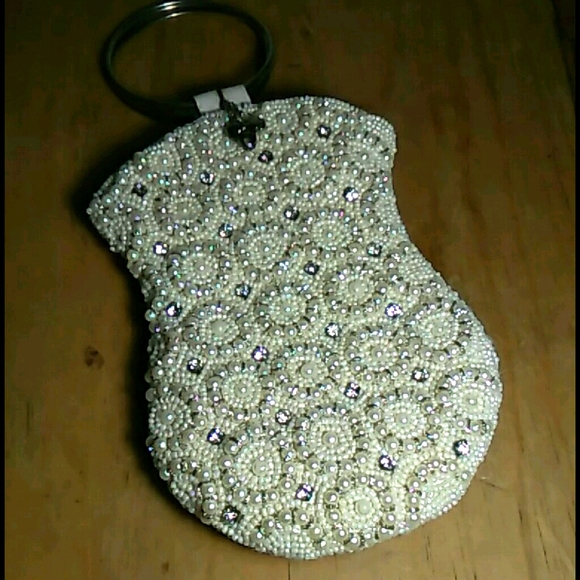 Vintage Faux Pearl Purse with Beads and Rhinestone - Picture 1 of 7